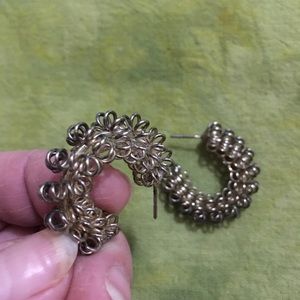 >VINTAGE< Silver Earrings Wires Half-Hoops Unique